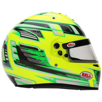 Thumbnail for Bell KC7 CMR Champion Pro Series karting helmet yellow right side showing champion graphics and shell shape