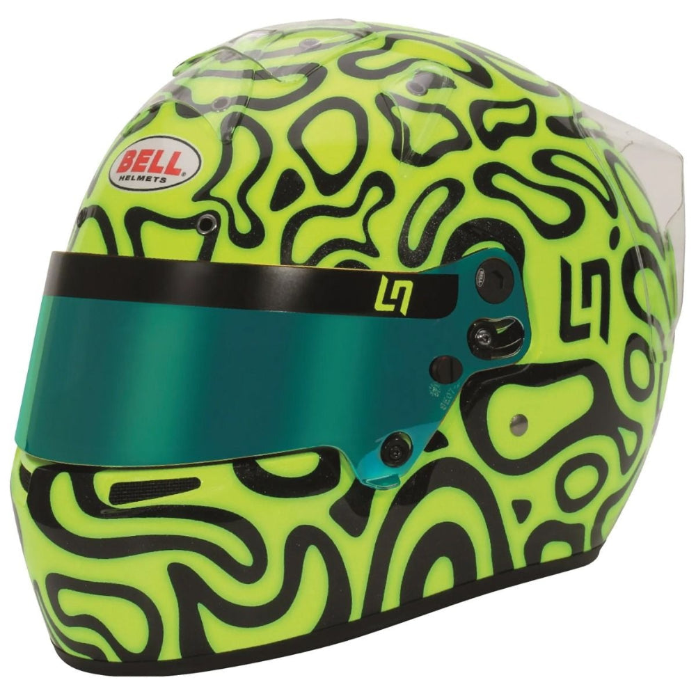 Bell KC7-CMR Lando Norris Karting Helmet CMR2016 fluorescent yellow and black right side view with LN logo