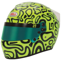 Thumbnail for Bell KC7-CMR Lando Norris Karting Helmet CMR2016 fluorescent yellow and black right side view with LN logo