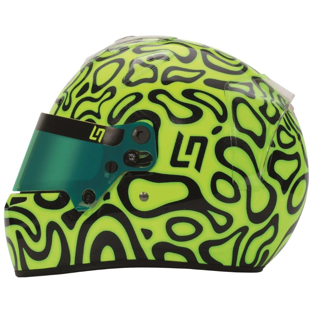 Bell KC7-CMR Lando Norris Karting Helmet CMR2016 fluorescent yellow and black with green visor front left view