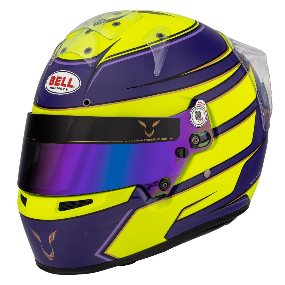Bell KC7-CMR Lewis Hamilton Karting Helmet 2022 FIA CMR2016 front view with purple visor