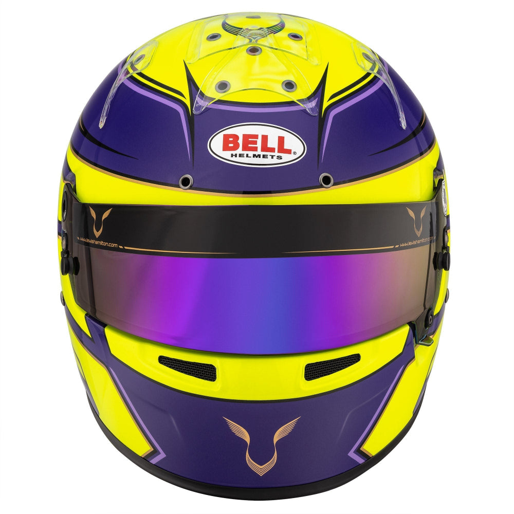 Bell KC7-CMR Lewis Hamilton Karting Helmet 2022 FIA CMR2016 front view with purple visor
