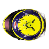 Thumbnail for Bell KC7-CMR Lewis Hamilton Karting Helmet 2022 FIA CMR2016 top view showing yellow and purple design