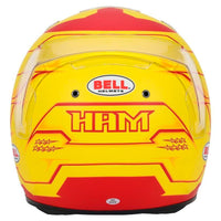 Thumbnail for Bell KC7 CMR Pro Lewis Hamilton 2026 karting helmet rear view with HAM logo and rear spoiler installed-image