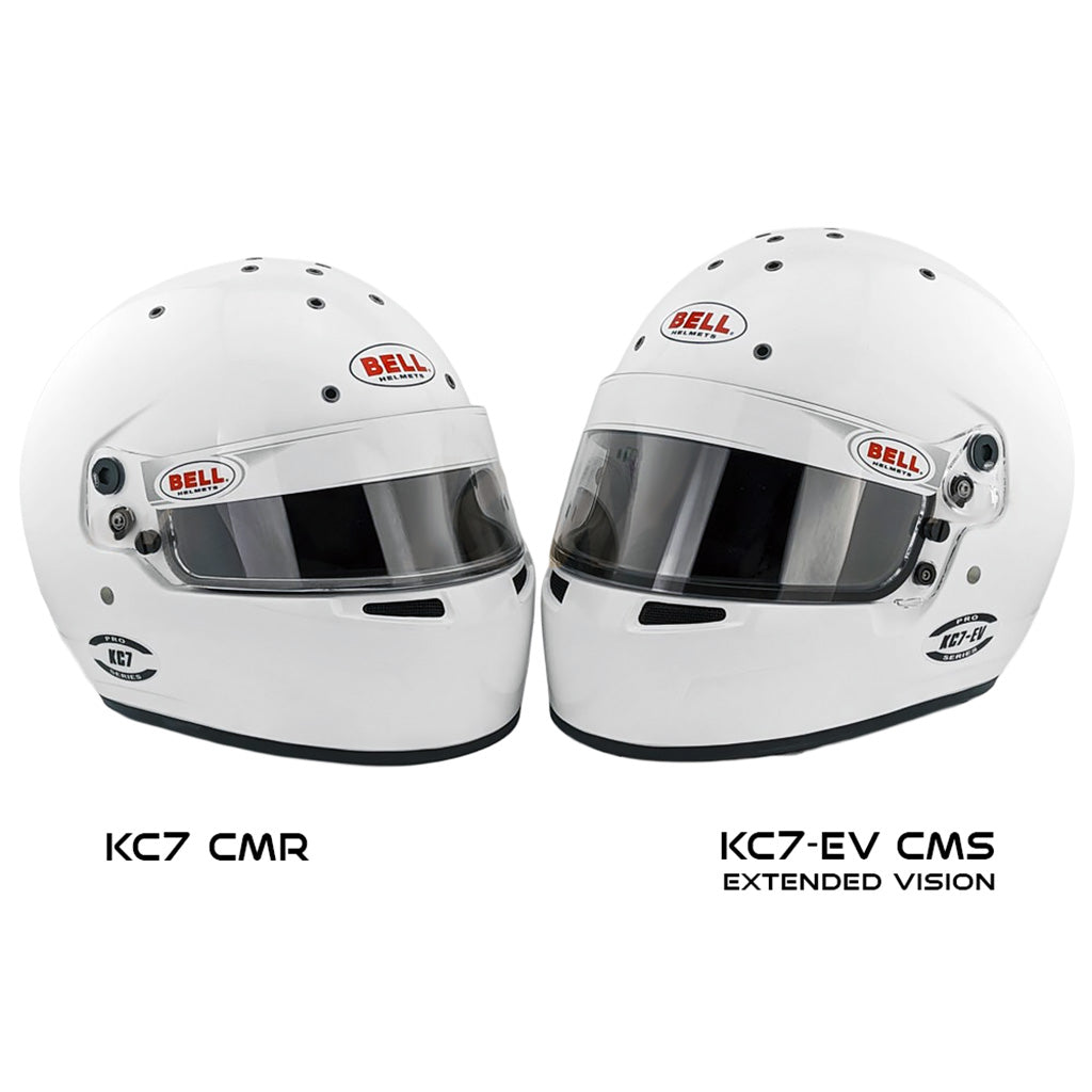 Comparison of Bell KC7 CMR and KC7-EV CMS karting helmets