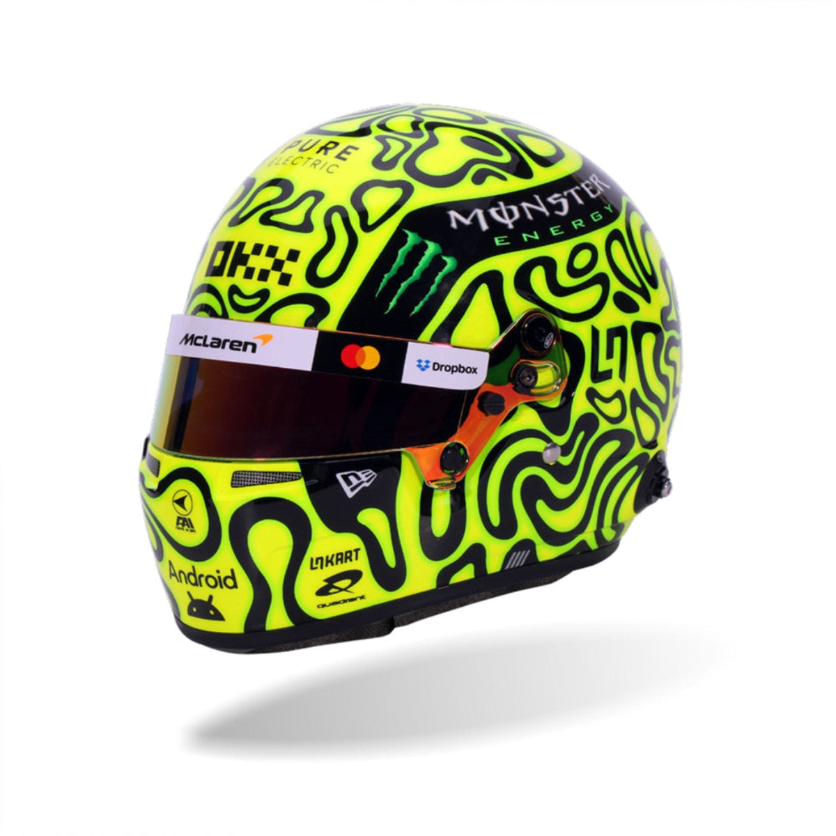 Bell 1:2 scale Lando Norris 2025 McLaren F1 mini helmet left angle view