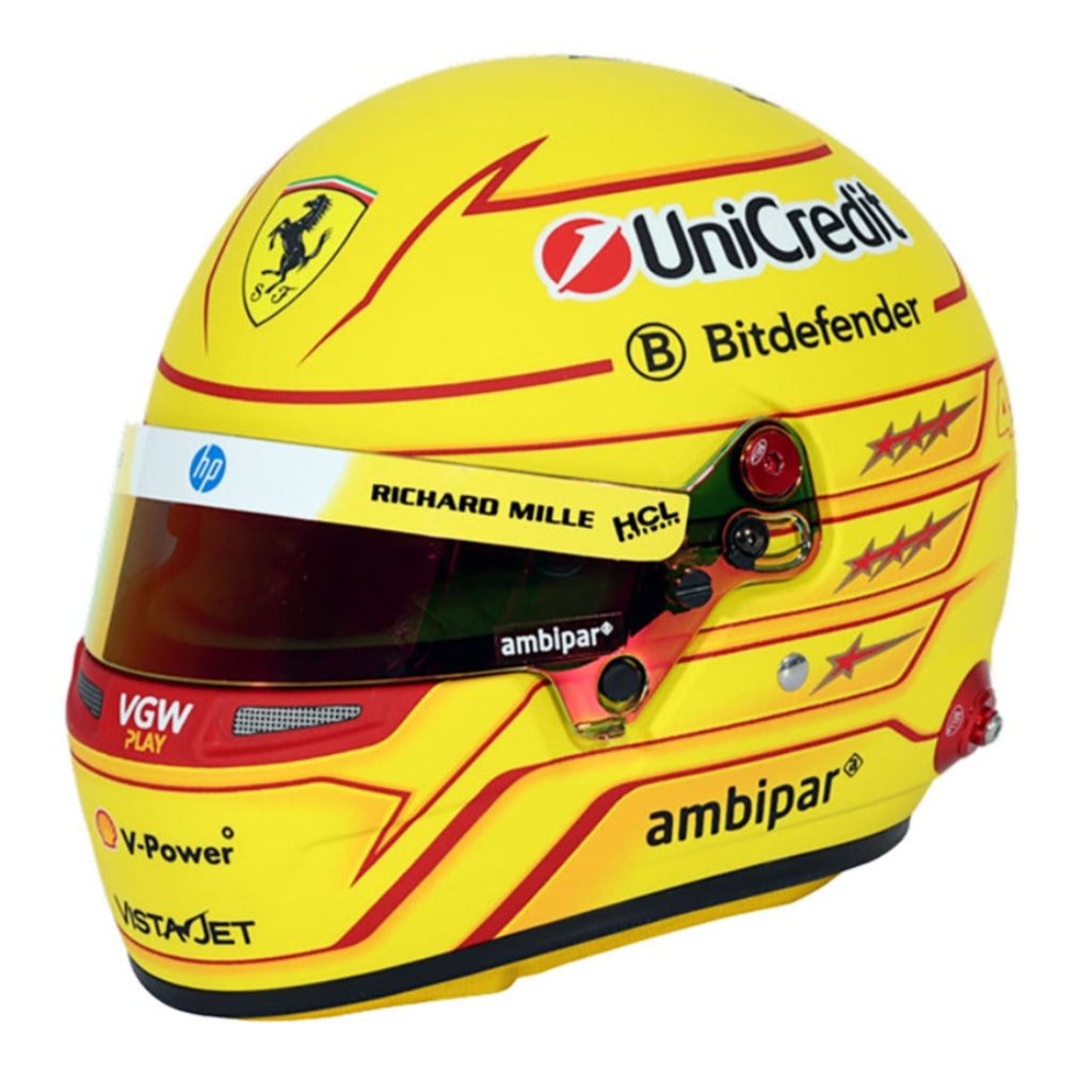 Bell HP77 Lewis Hamilton/Ferrari 2025 mini helmet left quarter view