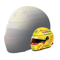 Thumbnail for Bell HP77 Lewis Hamilton/Ferrari 2025 mini helmet compared to full-size