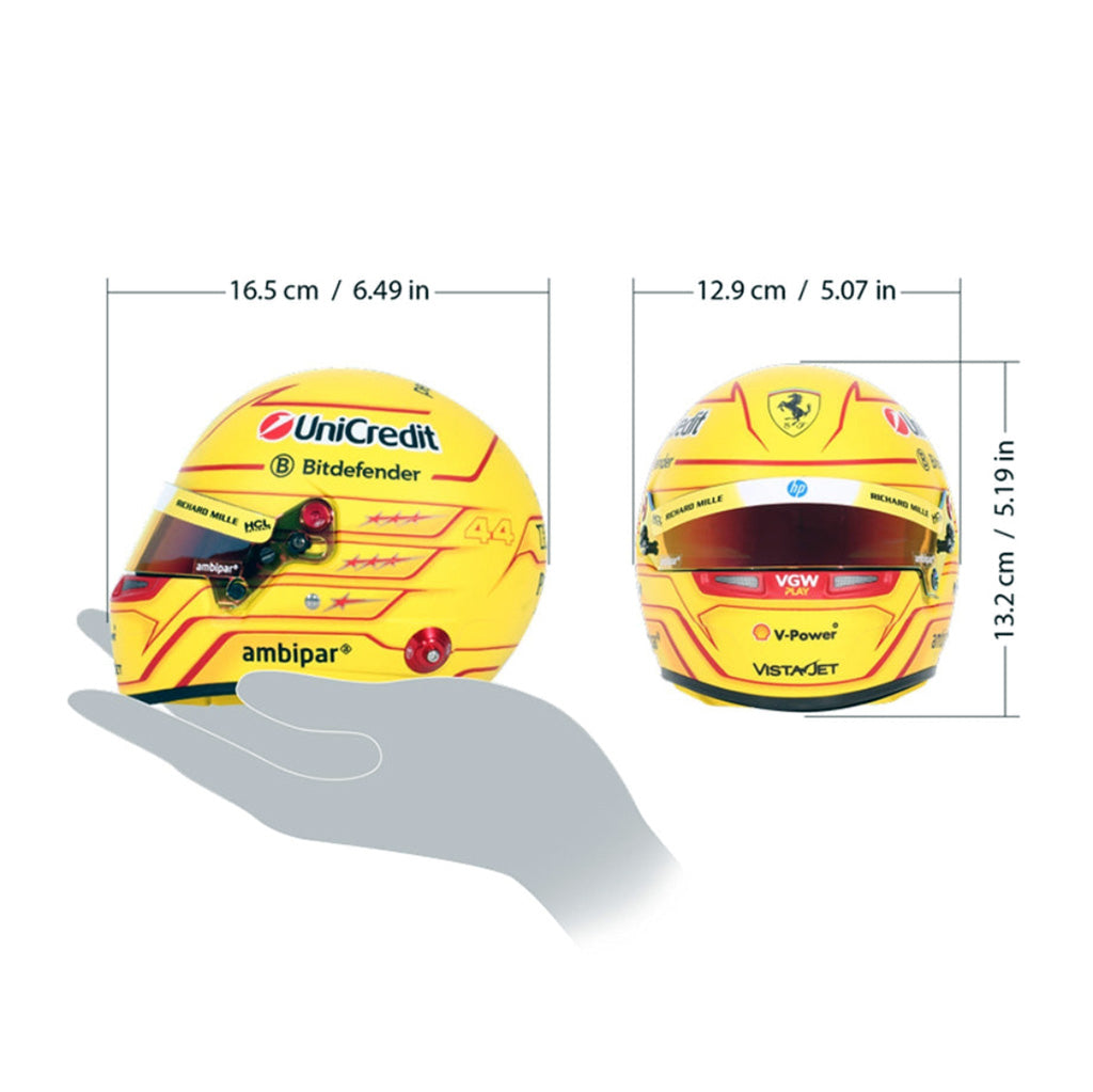 Bell HP77 Lewis Hamilton/Ferrari 2025 mini helmet dimensions