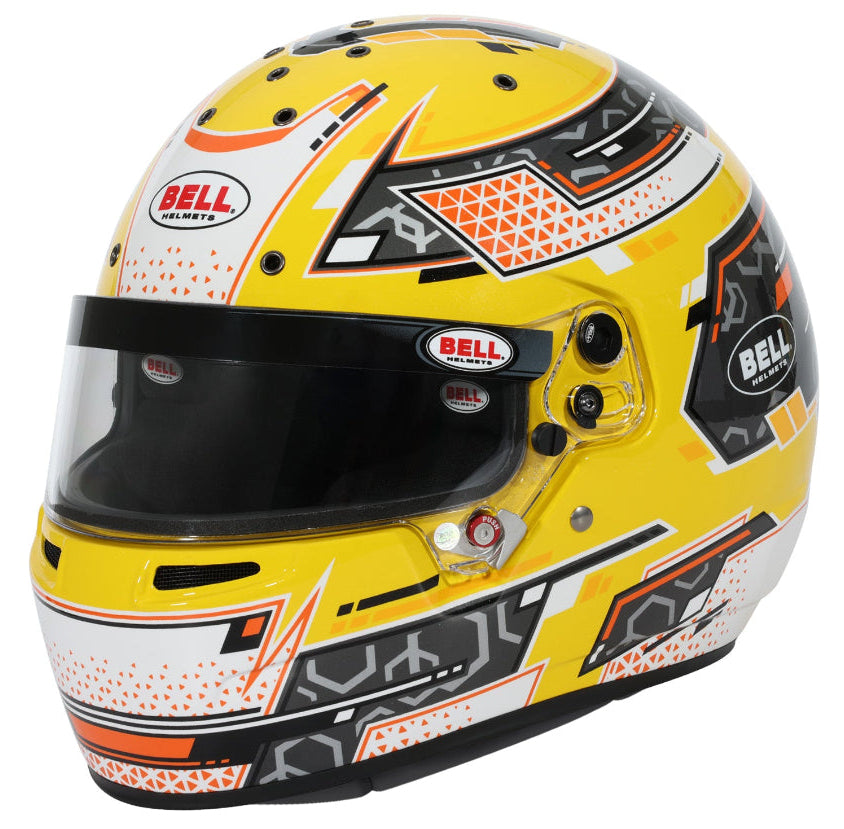 Bell RS7-K Stamina Anthracite Yellow Karting Helmet left side profile