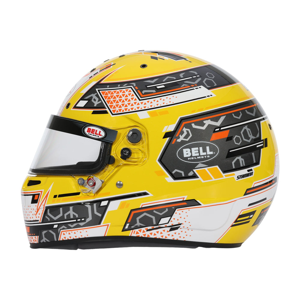 Bell RS7-K Stamina Anthracite Yellow Karting Helmet left side profile