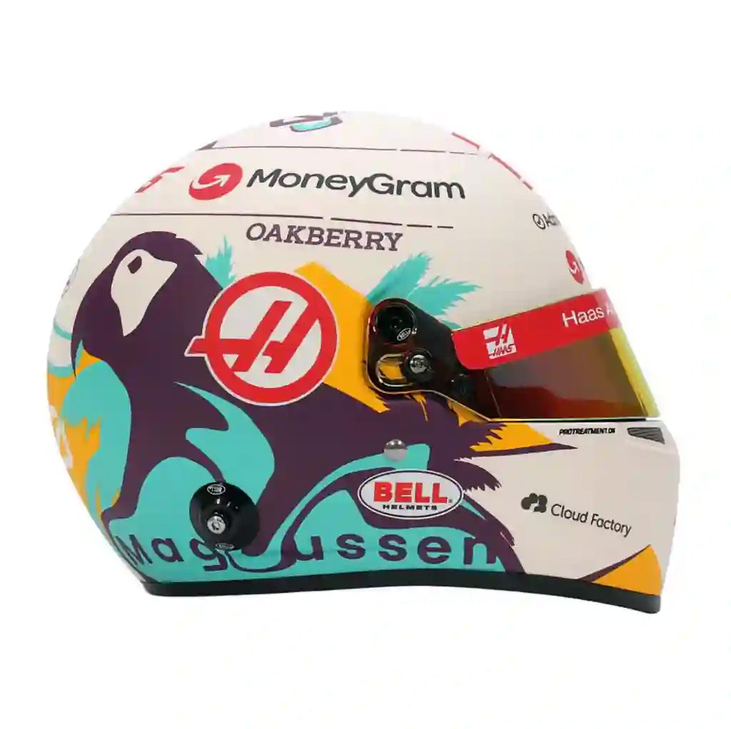 Bell 1:2 scale Kevin Magnussen 2024 Haas F1 replica helmet display
