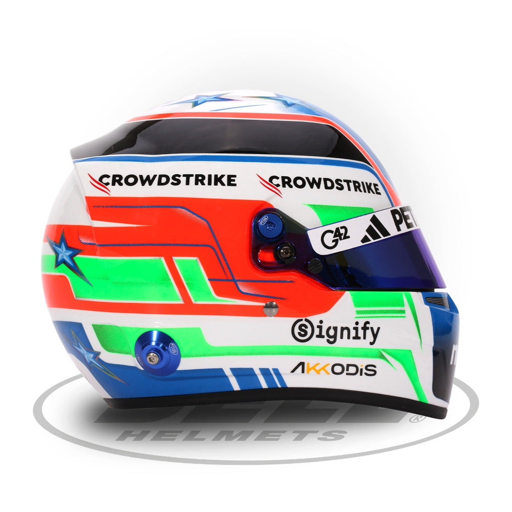 Kimi Antonelli 2025 F1 Bell mini helmet right side profile showing tricolore graphics image