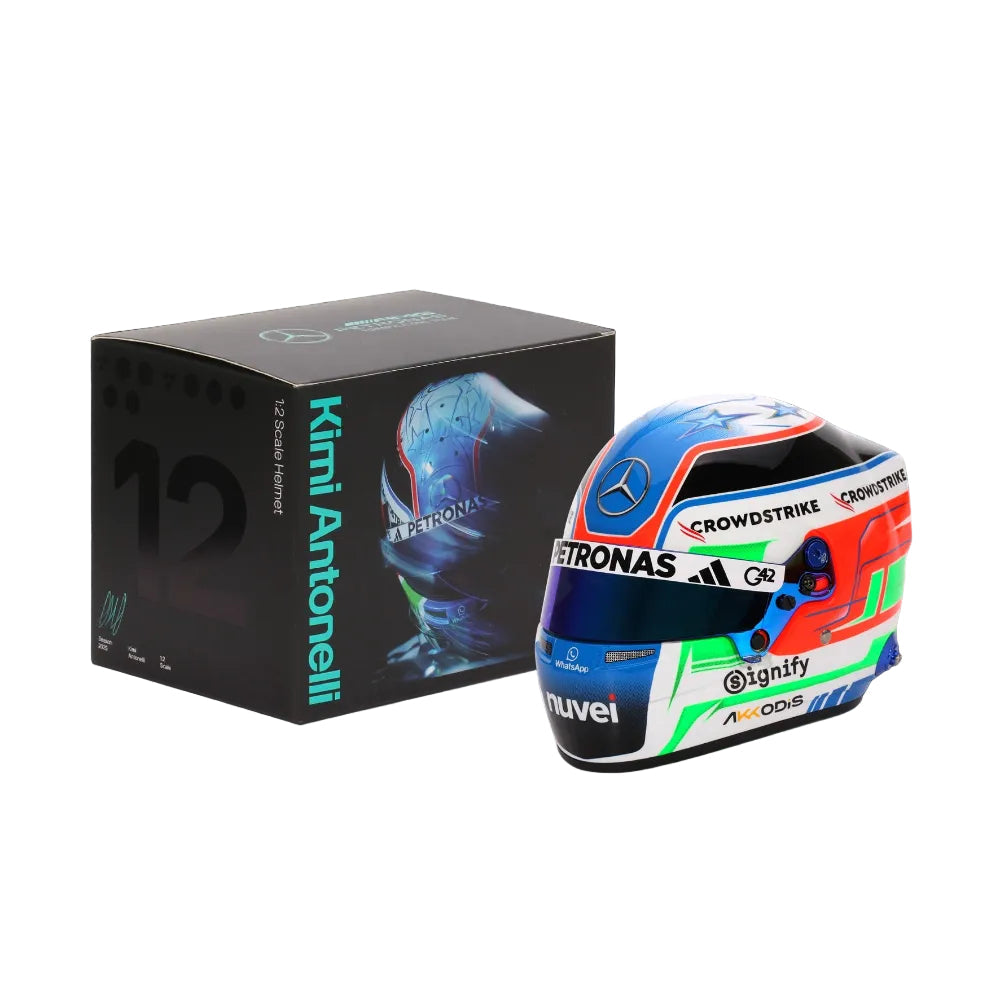 Kimi Antonelli 2025 F1 Bell mini helmet 1:2 scale with retail display box image
