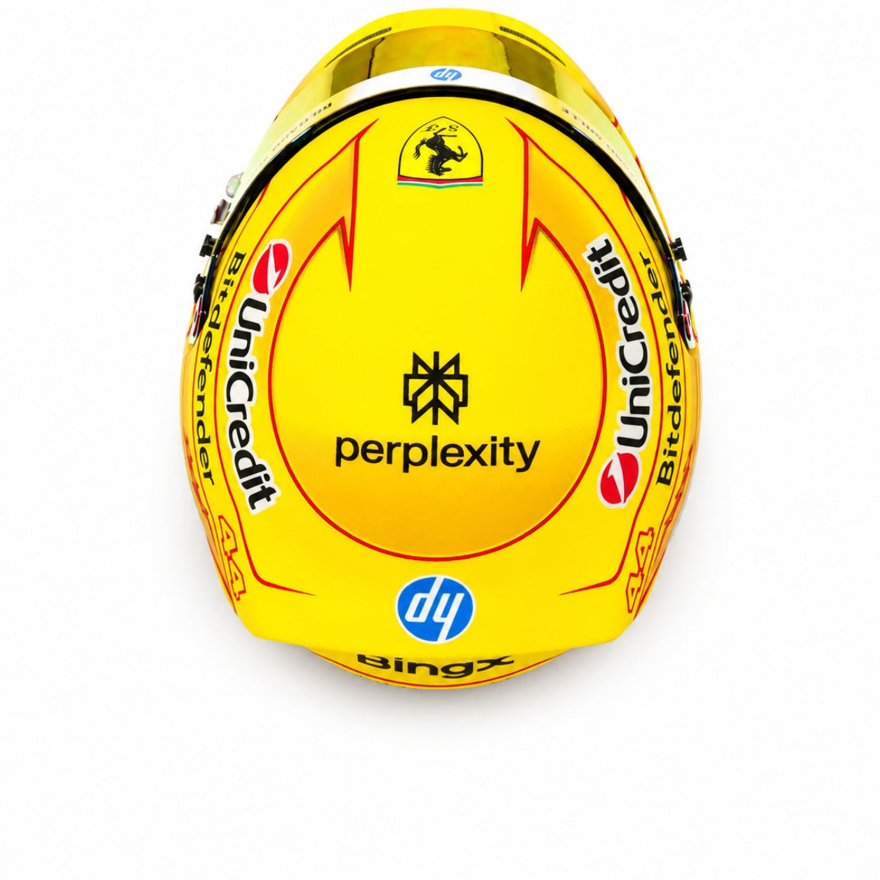 Lewis Hamilton 2026 F1 Bell 1:2 scale mini helmet top view on white background