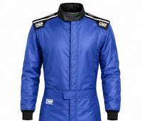 Thumbnail for OMP KS-4 kart racing suit in blue, front-facing half-length view