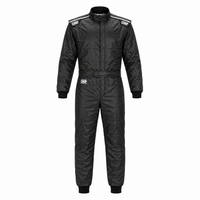 Thumbnail for OMP KS-4 karting suit in black, front-facing full-length view