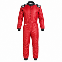 Thumbnail for OMP KS-4 karting suit in red, front-facing full-length view 