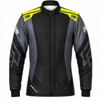 Thumbnail for OMP KS-2X ART Kart Racing Suit in black, anthracite, and fluo yellow
