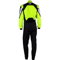 Thumbnail for OMP KS-3X Kart Racing Suit in black and fluo yellow rear view
