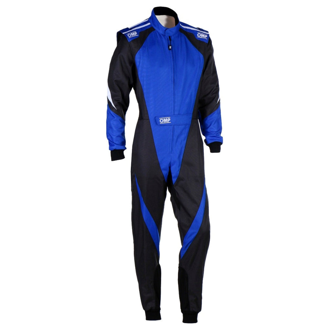 OMP KS-3X Kart Racing Suit in blue and black front view