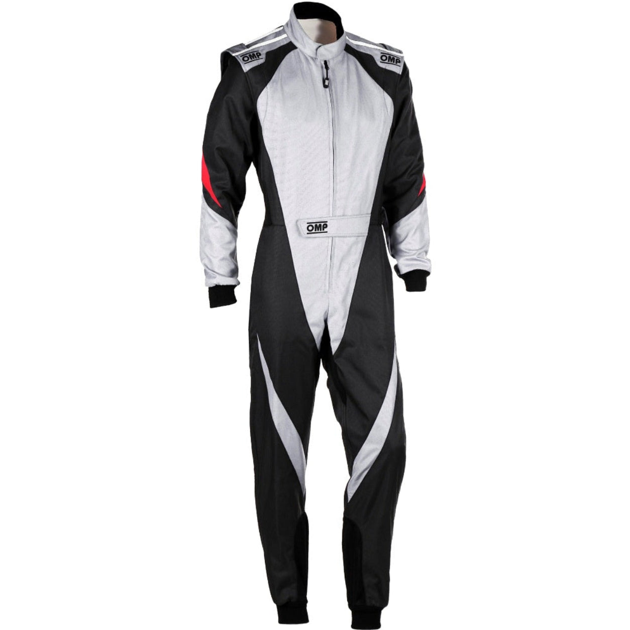 OMP KS-3X Kart Racing Suit in gray and black front view