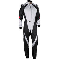 Thumbnail for OMP KS-3X Kart Racing Suit in gray and black front view