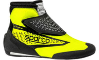 Thumbnail for Sparco Prime-K kart racing shoe in fluorescent yellow and black, shown in a straight right-facing side view on a white background.
