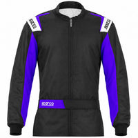 Thumbnail for Sparco Rookie Karting Suit in black and purple half front view