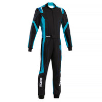 Thumbnail for Black and blue Sparco Thunder Advanced karting suit on a white background