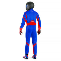 Thumbnail for Sparco Thunder Advanced Kart Suit Blue and red racing suit with helmet on a white background
