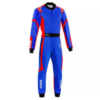 Thumbnail for Blue and Red Sparco Thunder Advanced karting suit on a white background