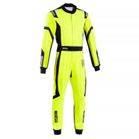Thumbnail for Yellow and black Sparco Thunder Advanced karting suit on a white background